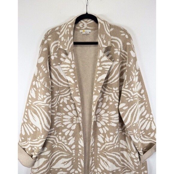 Boden Womens Cardigan Beige Longline Coatigan Knit Floral  Sweater Boho Size 10 - Picture 4 of 10